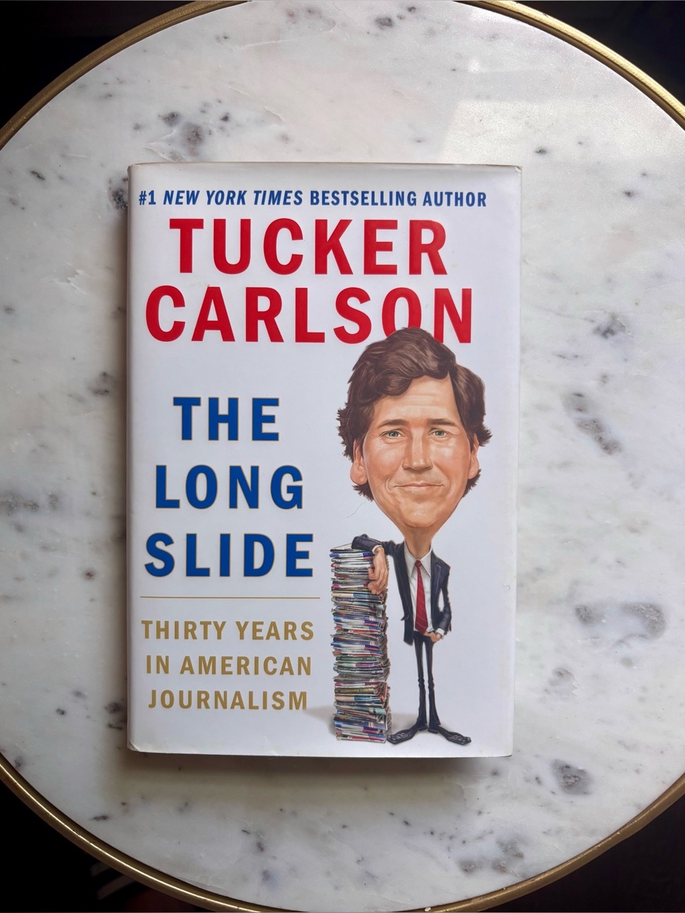 Tucker Carlson "The Long Slide" Hardcover - White, Red & Blue Cover